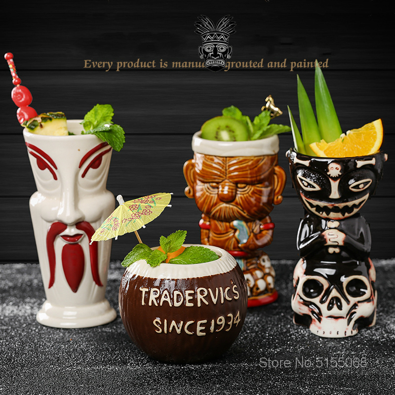 Wine Mix With Beer - Tiki Mug Ceramic Cocktail Glass Tropical