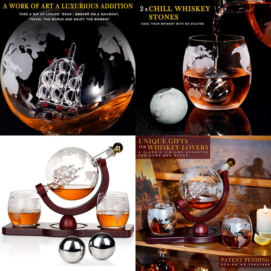 Whiskey Stone Set - Gifts for Men Dad Fathers Day,