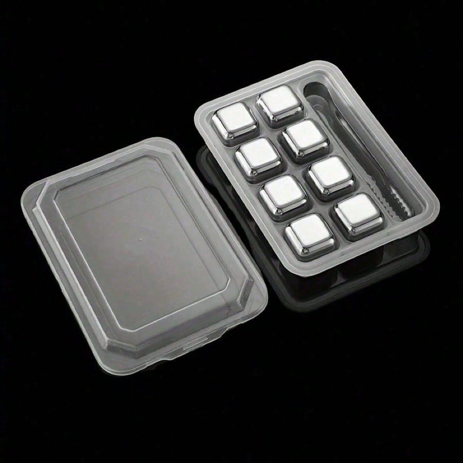 Whiskey Stone Set - 8pcs Stainless Steel Ice Cubes Set