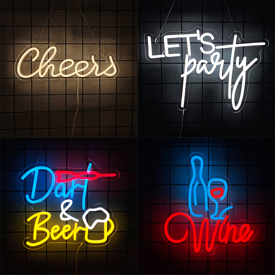 Wine Beer Restaurant - Dart Beer Led Neon Sign, Red