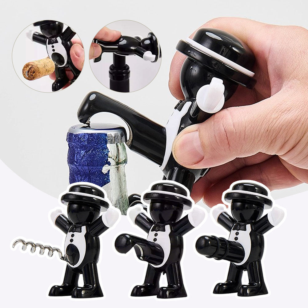 Black Cool Man Bottle Opener E - Wine In Beer Bottle avis et prix