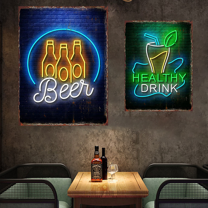 Neon Beer Metal Tin Label Food - Wine Beer Restaurant avis et prix