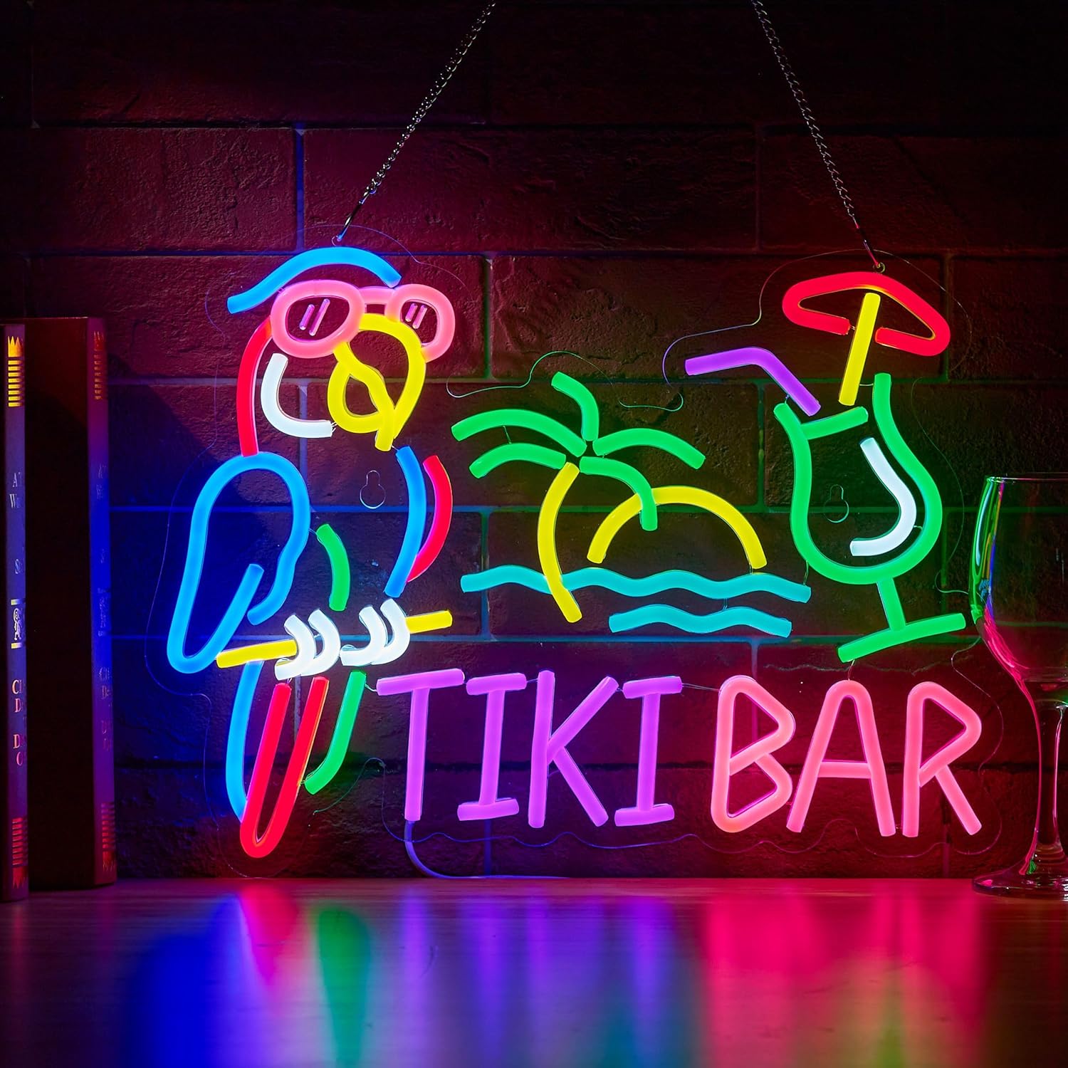 Tiki Bar Parrot Palm Tree Neon - Beer & Wine Downtown avis et prix