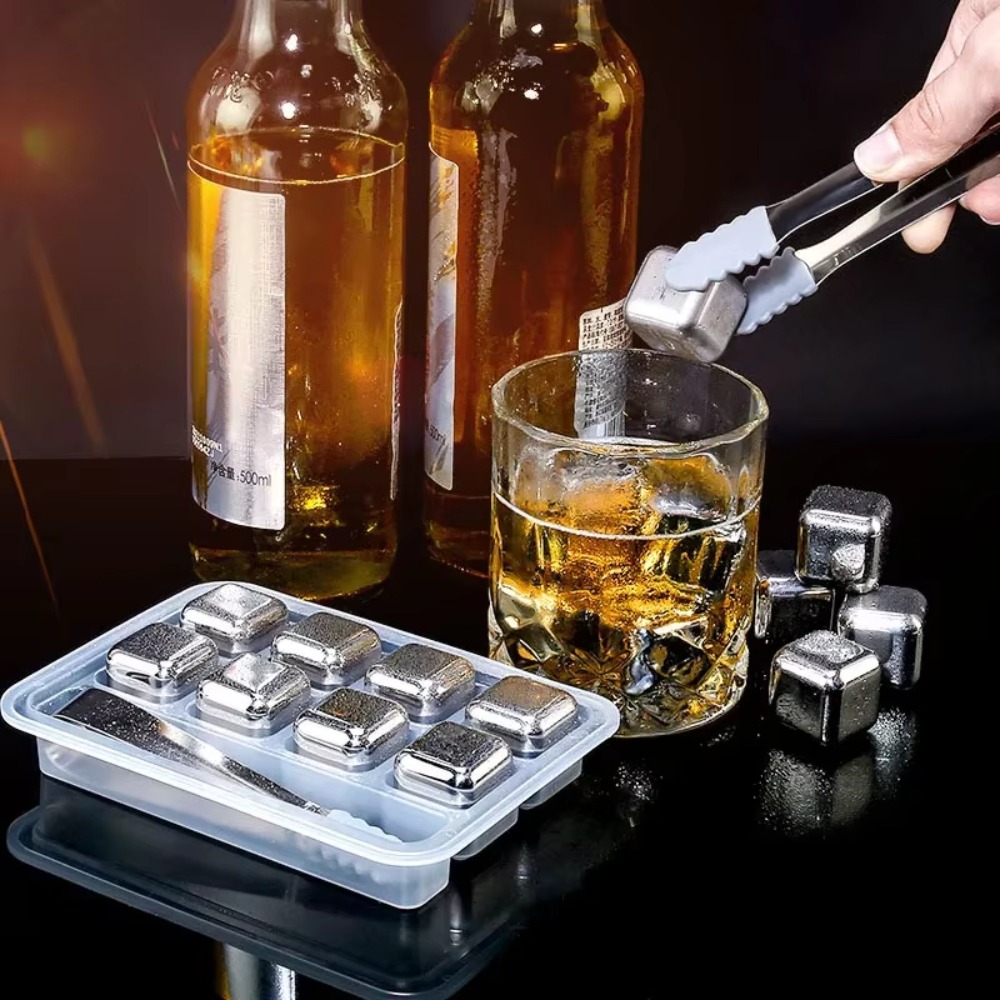 4/6/8 Pcs Stainless Steel Ice  - Whiskey Stone Set avis et prix