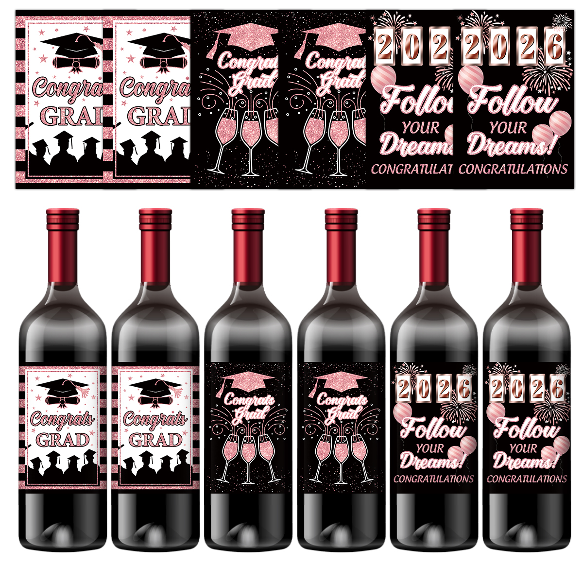 6pcs Congrats Grad Class 2026  - Wine In Beer Bottle avis et prix